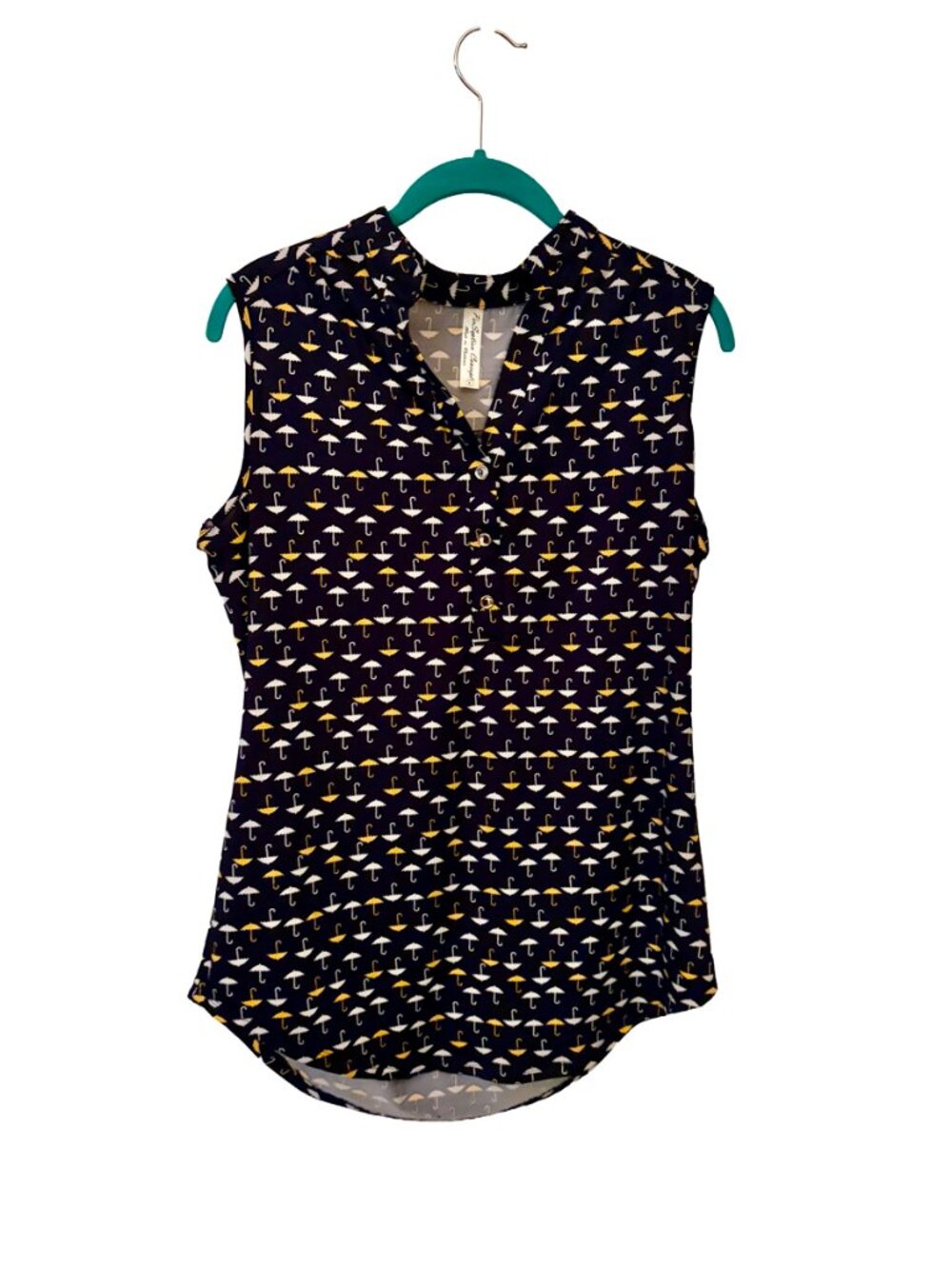 PerSeption Concept Umbrella Print Tank Top Blouse Sleeveless Tunic Large